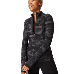 Sweaty Betty Black Camo Zip Up Jacket Size XSmall